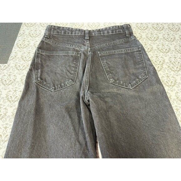 Zara Jeans‎ Women 4 Black Straight Leg High Rise Dark Wash Distressed Rock Biker - Picture 7 of 7